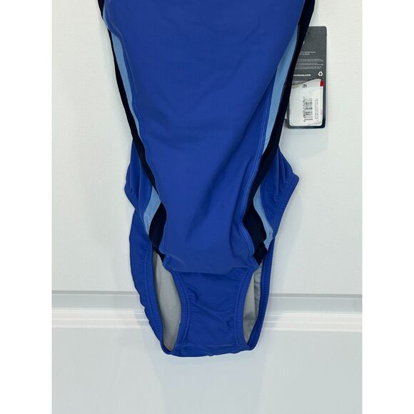 NWT Speedo Quantum Racing Cut Blue and Black One Piece Swimsuit Size 6 - Picture 4 of 12